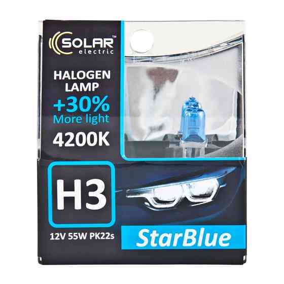 Галогенова лампа Solar H3 12V 55W PK22s StarBlue 4200K, SET Львів