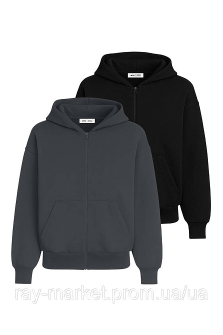 Набір жіночий худі базове 2шт RAY PREMIUM LOOSE комбінований Темно-сірий/Чорний (U0409W-Dark Grey-Black) L Київ - фото 1