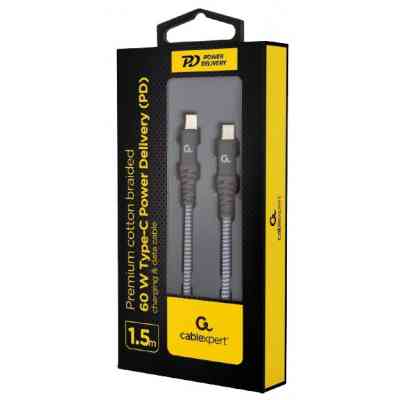 Дата кабель USB-C to USB-C 1.5m 60W USB 2.0 Cablexpert (CC-USB2B-CMCM60-1.5M) Винница