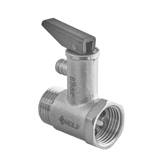 Клапан запобіжний для бойлера Nolf NF.3011 - 1/2" 8BAR (з ручкою) нікельований (NF3248) Київ