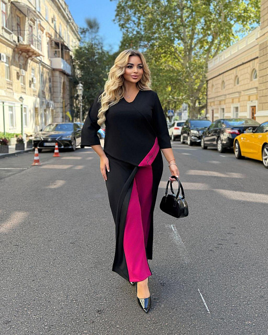 Женский стильный костюм двойка креп дайвинг Беж, 64/66 Одесса - изображение 4