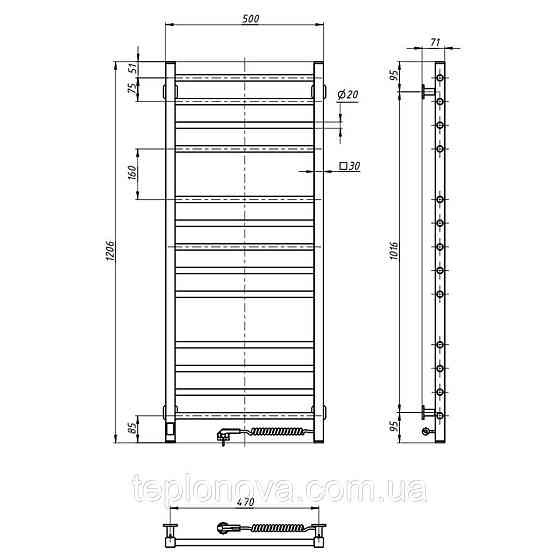 Сушарка для рушників електрична Navin Класик Квадро 500х1200 Sensor права біла Чернівці