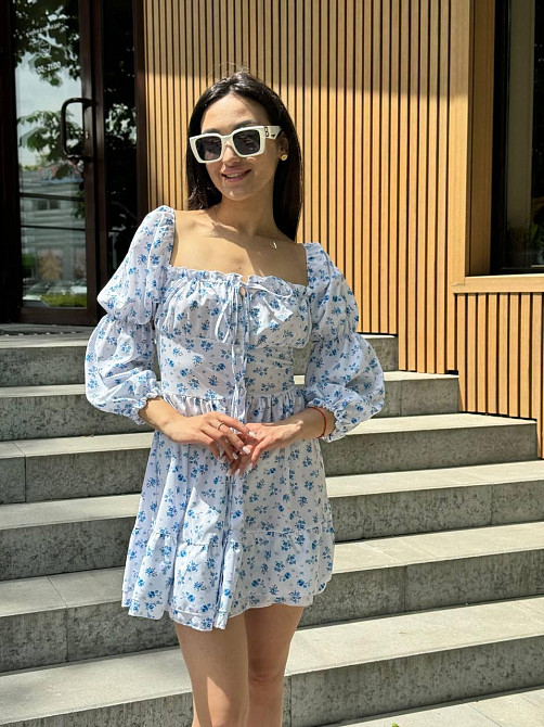 Жіноче софтове плаття на ґудзиках із довгим рукавом Білий Квітковий принт M-L Харків - фото 1