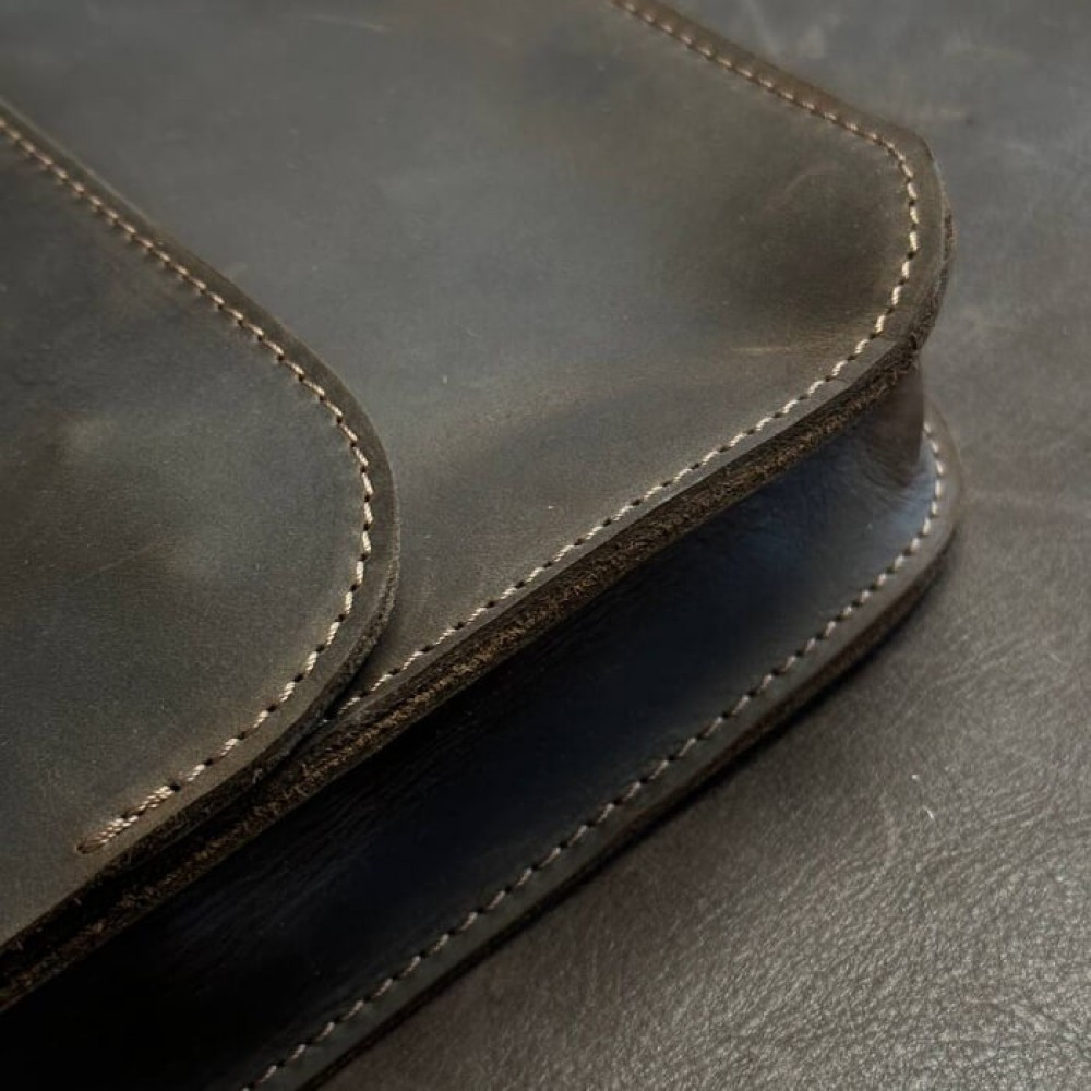 Сумка коричнева через плече чоловіча Майамі, сумка месенджер чоловіча 20*24*4 см з широким ремінцемMasterSem Київ - фото 5