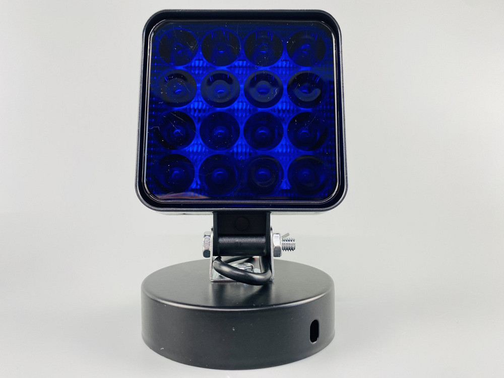 Фара LED квадратна 48 W 12 V 6500 K (16 діодів) (8.4 см х 8.4 см х 2 см) Mini (синя) Мукачево - фото 6