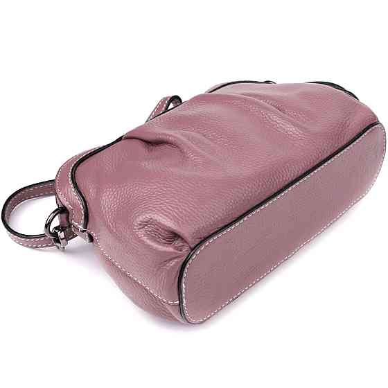 Жіноча шкіряна сумка з ефектним драпіруванням Vintage 22898 Пурпурний Київ