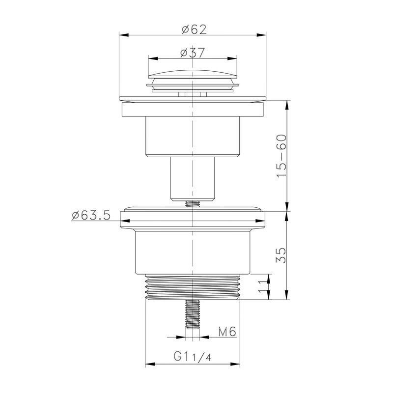 Донний клапан для раковини Zerix BV-04 1 1/4''  універсальний  СLICK-СLACK Колір хром ( 11608 ) Харьков - изображение 8