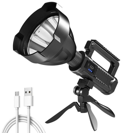 Потужний прожектор на тринозі Searchlight W5120 Cree XHP70 20W: ручний LED ліхтар 6000 мАг з Type-C та Powerbank Одеса
