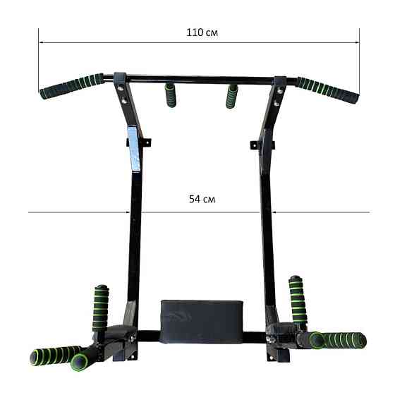 Тренажер турнік з підйомними брусами Iron Pro 4 в 1 NE-TR-5B, з м'якими ручками, чорний Вінниця