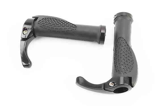 Ручки керма 140мм з затискачем Lock-On, ергономічні з ріжками, чорні Киев