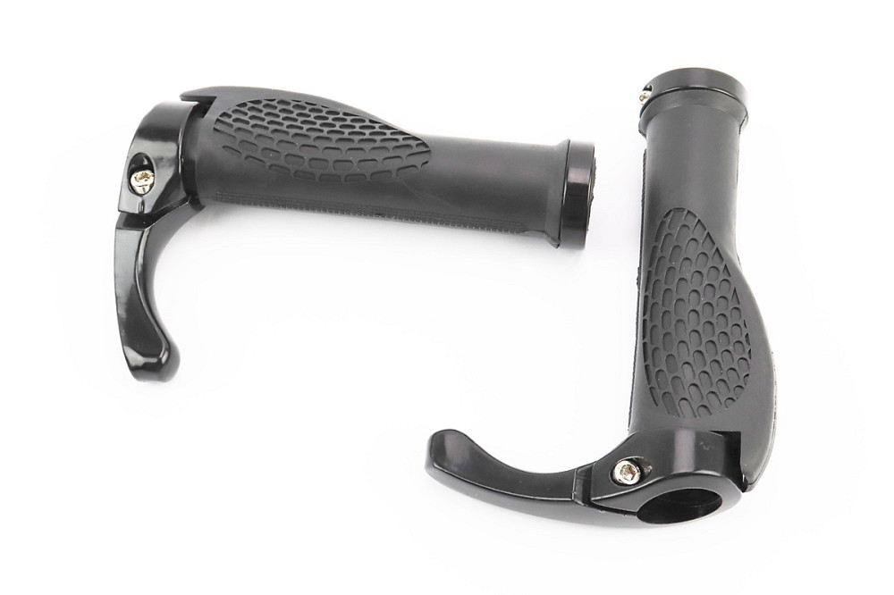 Ручки керма 140мм з затискачем Lock-On, ергономічні з ріжками, чорні Київ - фото 1