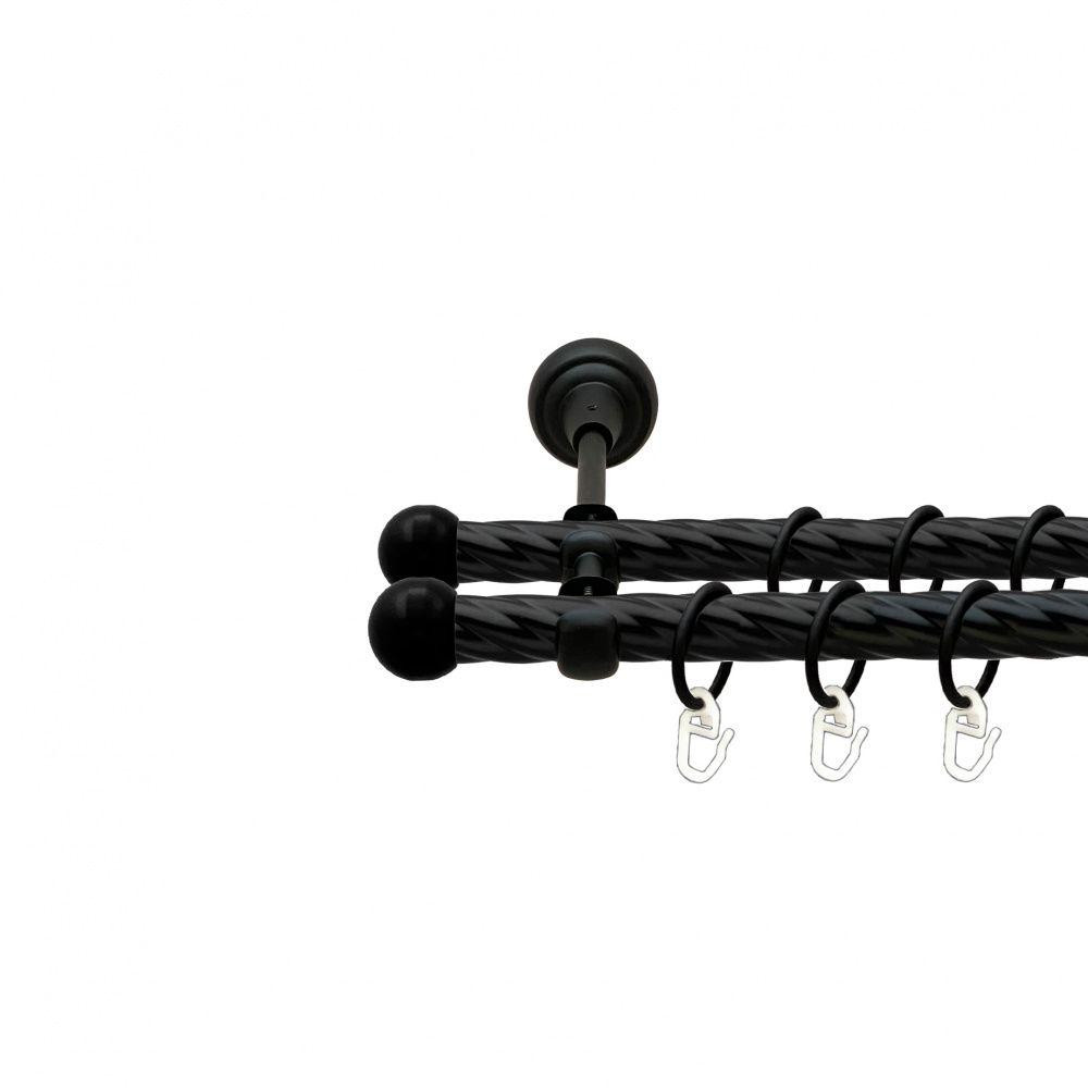 Карниз Orvit Куля Болонь металевий дворядний відкритий скручена труба кільце металеве Чорний Оксамит 19\19 мм 160 см (00-00013595) Львів - фото 1