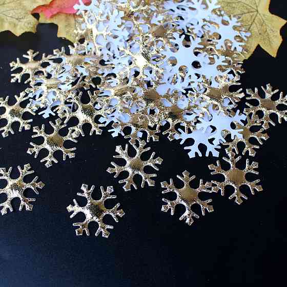 Новогодние снежинки для украшения 100 штук 35 мм золотистый Киев