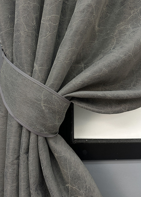 Комплект коротких штор VR-Textil Жакард Viva Marmo № 1788ш Сірий 130х170 см 2 шт (35-0375) Київ - фото 4