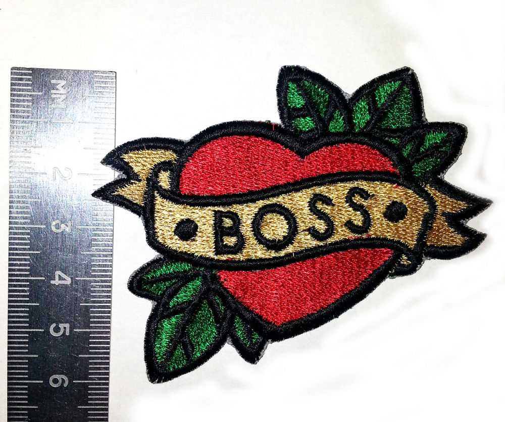 Нашивка для одежды Сердце BOSS, прикольный пришивной патч, вышитая аппликация на рюкзаки и сумки Запорожье - изображение 3