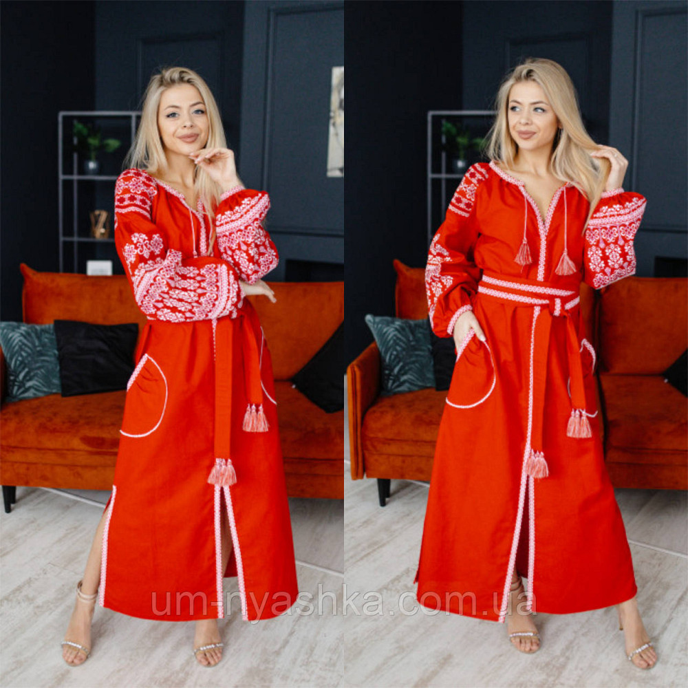 Жіноча лляна вишита сукня Злата Кривий Ріг - фото 7