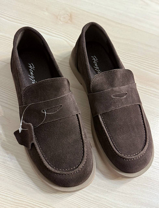 Туфлі жіночі Hengji 588-4 замшеві лофери коричневі, 39, 24,5 см Київ - фото 2