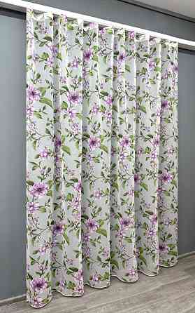 Тюль VR-Textil 1802т Flora Батист Белый с сиреневым и зеленым 300х270 см (40-103) Киев