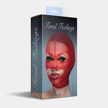 Маска сітка з відкритим ротом та очима Feral Feelings - Mask Red Sex Aura Київ