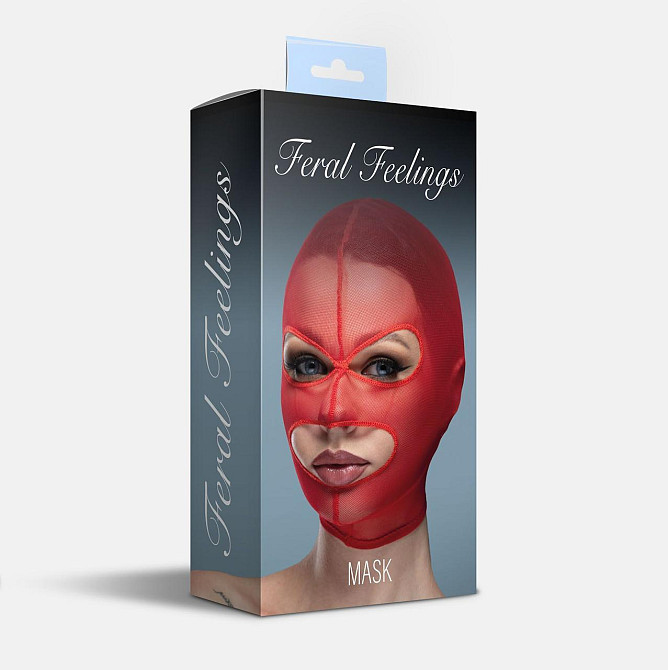 Маска сітка з відкритим ротом та очима Feral Feelings - Mask Red Sex Aura Київ - фото 2