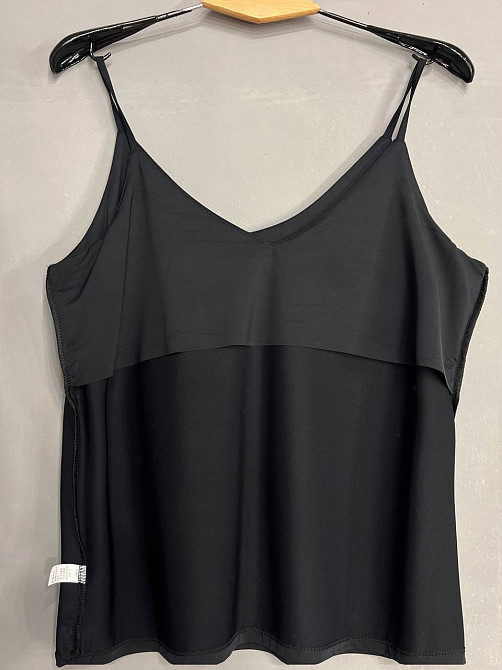 Майка женская A-N Q-13 базовая на тонких бретелях с подкладкой, черный, one size Киев - изображение 13