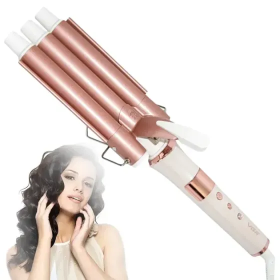 Плойка для волос VGR V-599, стайлер «3 волны», мощная плойка для укладки локонов Коломыя