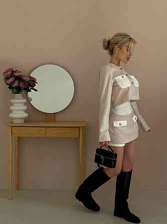 Женский спелый костюм тройка клетка шерсть; шорты вавилка Беж, 42/44 Одесса