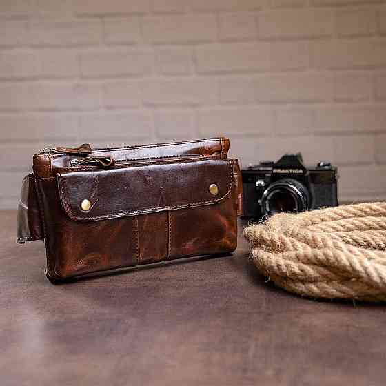 Поясная cумка мужская Vintage 14815 Коричневая Киев