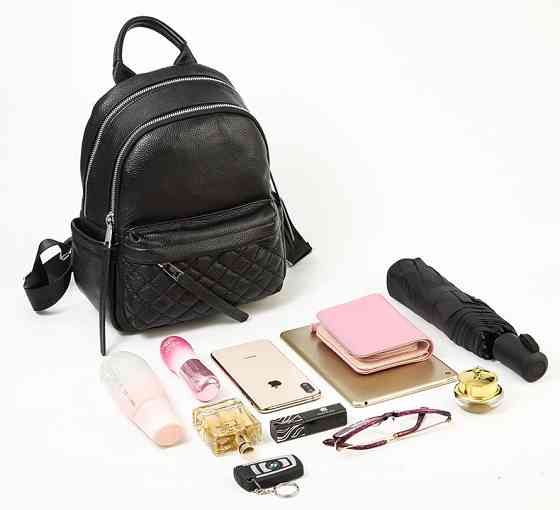 Жіночий шкіряний рюкзак міський 30х23х12, наплічник з натуральної шкіри, чорний Кам'янське