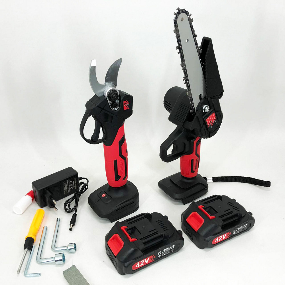 Садовая аккамуляторная пила KRAFFTEC 2в1 36V 4АР, Пила для чистки сада, Мощная садовая пилка EC-18 Львов - изображение 1