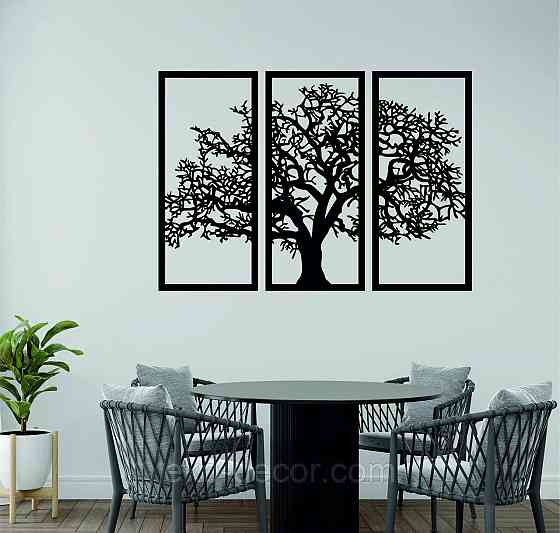 Декоративное настенное Панно «Дерево», Декор на стену 125*90 см, Черный Киев