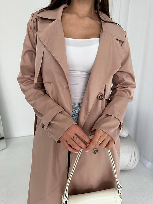 Жіночий трендовий стильний тренч  щільний котон-парка беж Одеса - фото 3