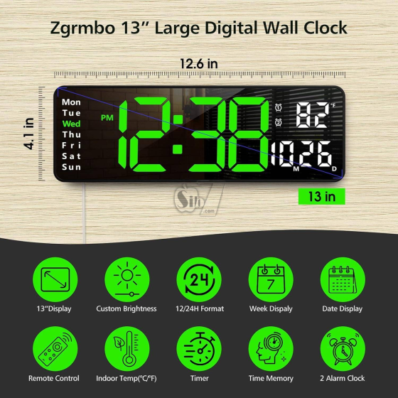 Цифровые настенные часы DS-6629 с зелеными LED-цифрами, пультом, температурой, датой, будильником, таймером, USB Киев