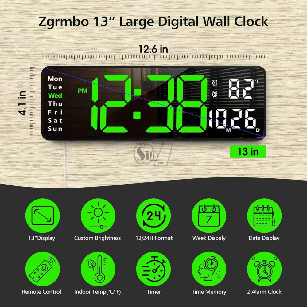 Цифровые настенные часы DS-6629 с зелеными LED-цифрами, пультом, температурой, датой, будильником, таймером, USB Киев - изображение 4