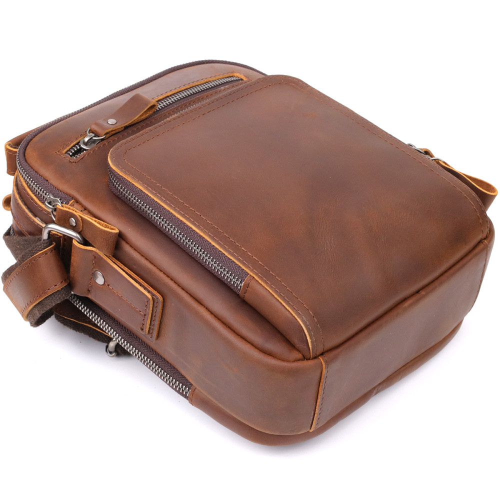 Мужская деловая сумка с ручкой для переноса в руке из натуральной кожи Vintage 23033 Коричневый Киев - изображение 5