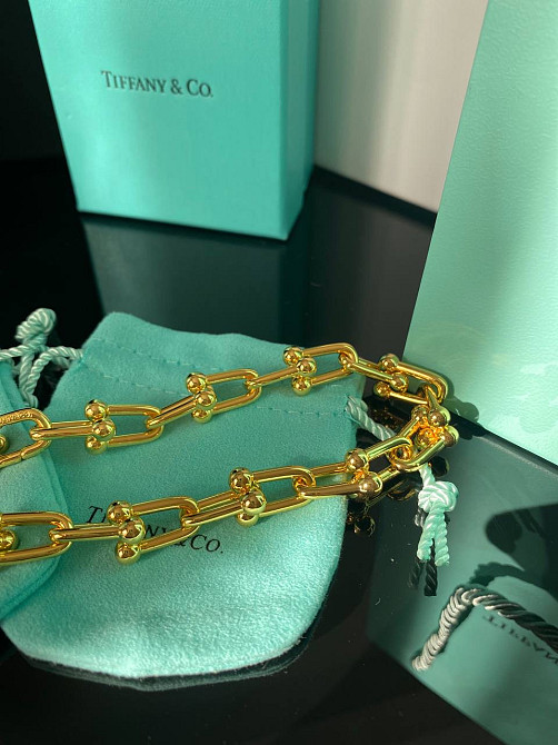 Tiffany Тиффани колье подвеска крупная цепь позолота / упакована в мешочек Tiffany Одесса - изображение 2