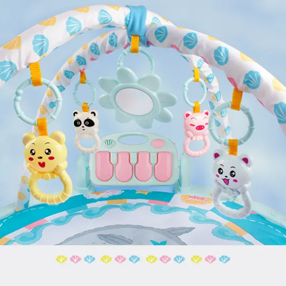 Детский игровой коврик с музыкальным пианино, подвесными игрушками, развивающий коврик для детей, разноцветный Каменец-Подольский