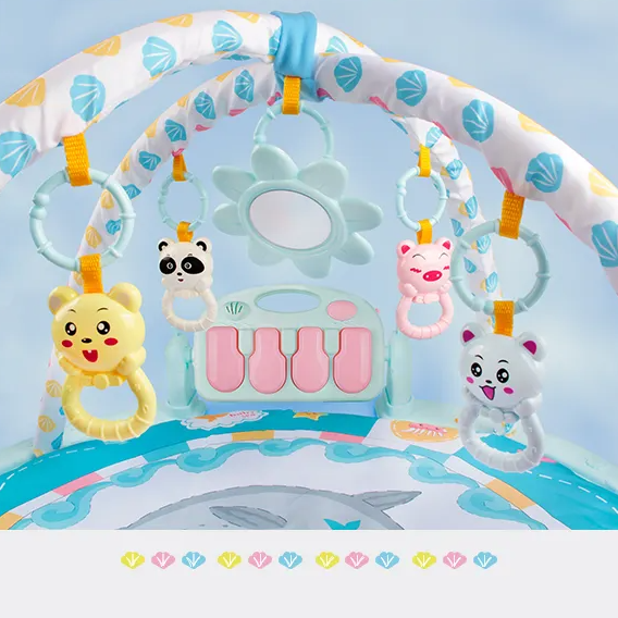 Дитячий ігровий килимок з музичним піаніно, підвісними іграшками, розвивальний килимок для дітей, різнокольоровий Кам'янець-Подільський - фото 2