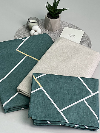 Комплект постельного белья Ideal Textile бязь изумрудно-берюзовый с геометрическим принтом Двуспальн Черновцы - изображение 5