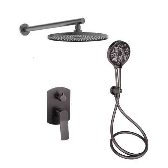 Душевая система из латуни Qtap Slavonice скрытого монтажа на два потребителя Gunmetal Black PVD Харьков