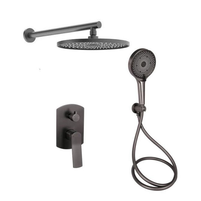 Душевая система из латуни Qtap Slavonice скрытого монтажа на два потребителя Gunmetal Black PVD Харьков - изображение 1
