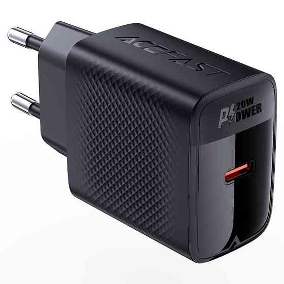Мережевий зарядний пристрій з кабелем ACEFAST A82 PD20W GaN single USB-C charger set (P5) (EU) Black Одеса