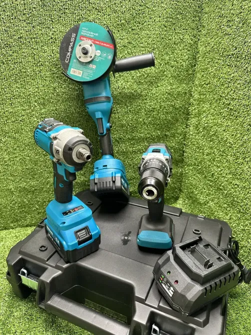 Набор 3в1 аккумуляторных инструментов в кейсе: болгарка/шуруповерт/гайковерт Коломия - фото 1