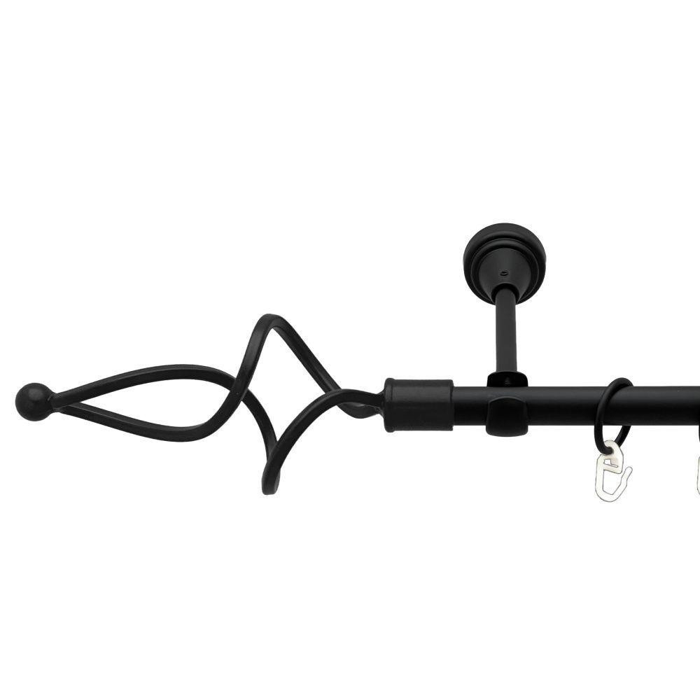 Карниз Orvit Ажур Хвилястий металевий однорядний відкритий гладка труба кільце металеве Чорний Оксамит 16 мм 200 см (00-00016198) Львів - фото 1