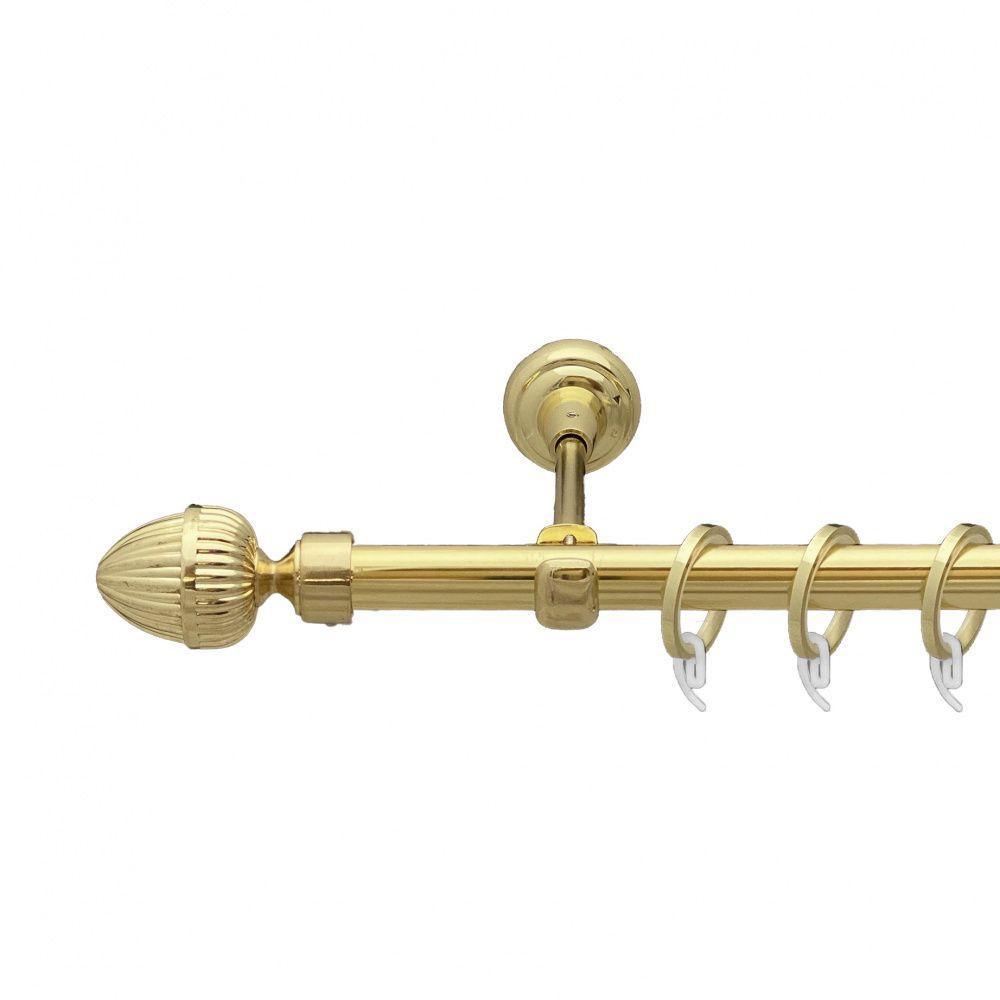 Карниз Orvit Одеон металевий однорядний відкритий гладка труба кільце фасонне металеве  Золото 19 мм 160 см (00-00009254) Львів - фото 1