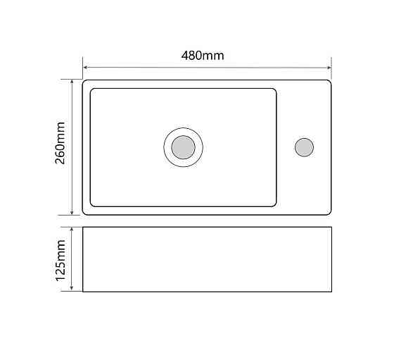 Раковина накладна Mixxus Premium QUADRO-0207 480х260х125mm з отвором під змішувач   ( MP6503 ) 29107 Харків