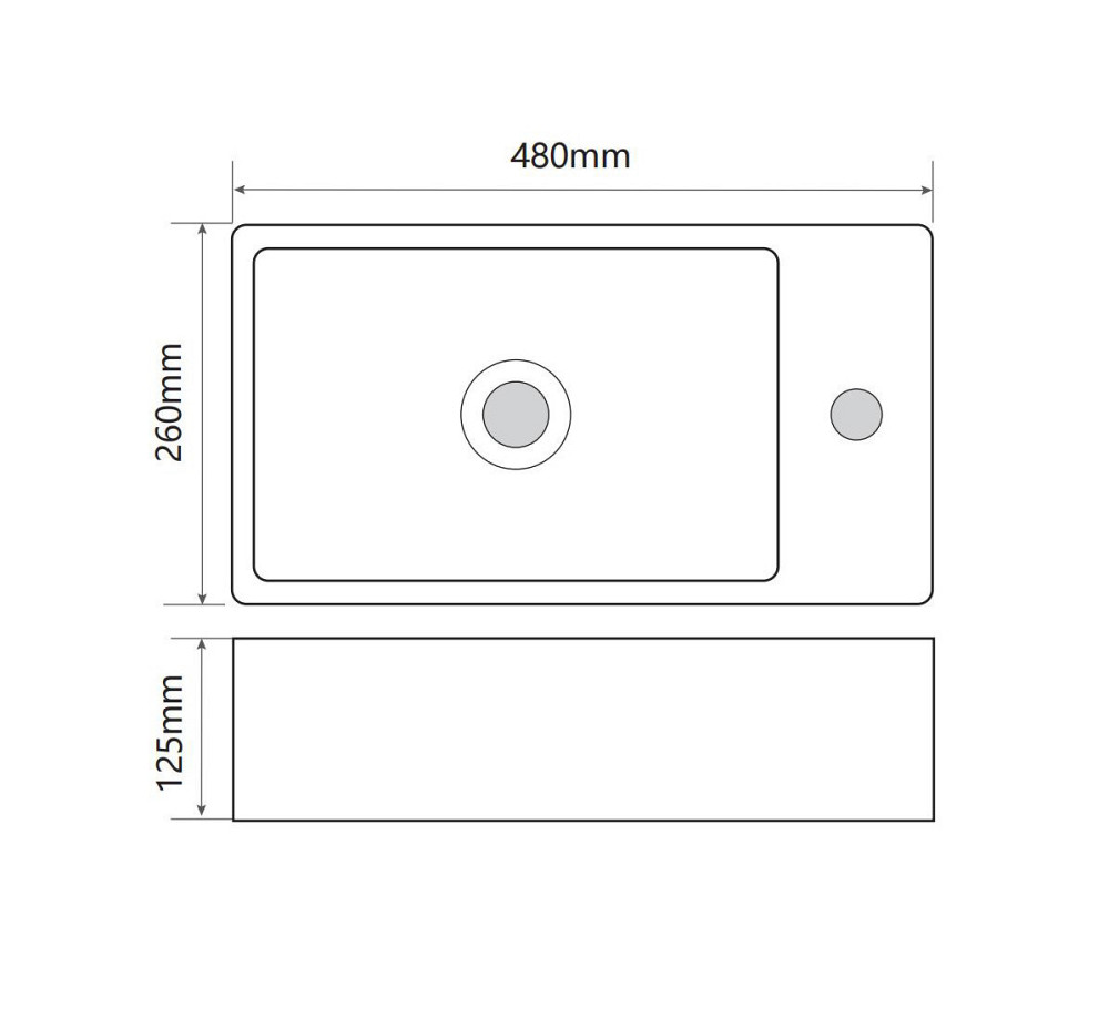 Раковина накладна Mixxus Premium QUADRO-0207 480х260х125mm з отвором під змішувач   ( MP6503 ) 29107 Харків - фото 2