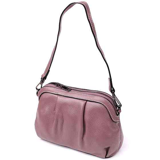Женская кожаная сумка с эффектной драпировкой Пурпурный (Vintage) Киев