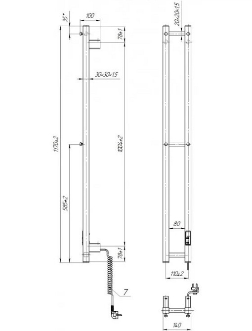 Электрический полотенцесушитель Mario e-INOX Стелла 1170х140 TR 2.0 K Киев - изображение 2