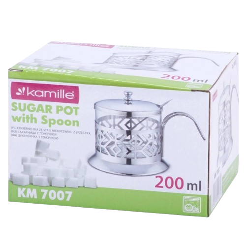Цукорниця з ложкою та кришкою 200мл скло/нержавіюча сталь 7007 KAMILLE Житомир - изображение 6